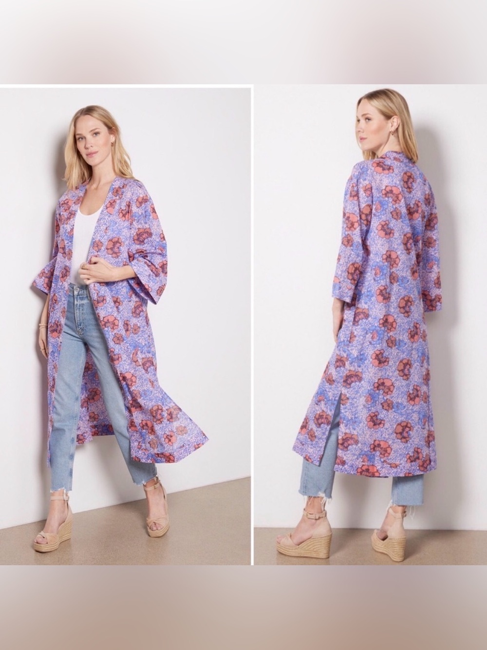 Cleobella Zoya Blue & Pink Floral Open Front
Duster/Kimono